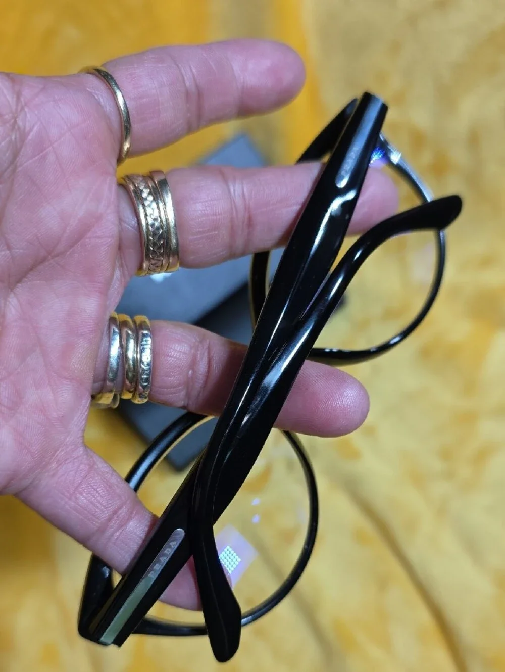 NWOT -Authentic Prada Glossy Black Cat-Eye Prescription Glasses with Black Case